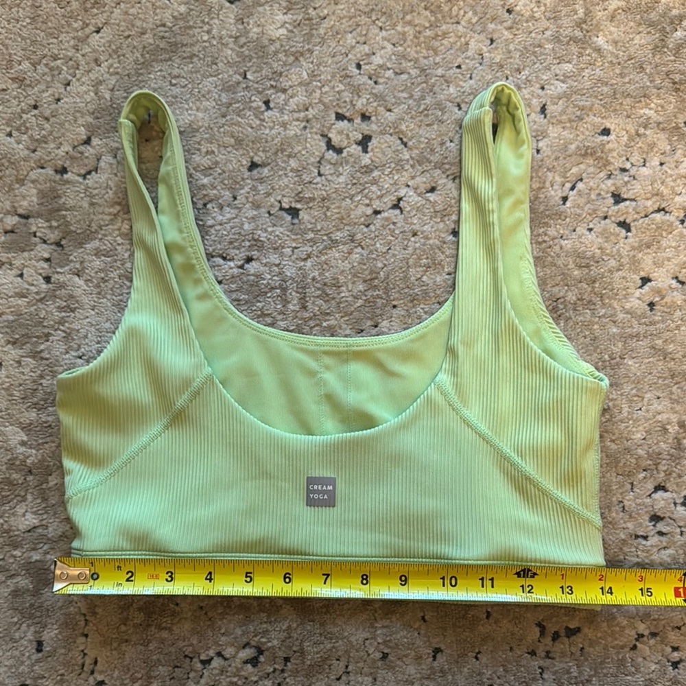 Cream Yoga Sage Ribbed Sports Bra